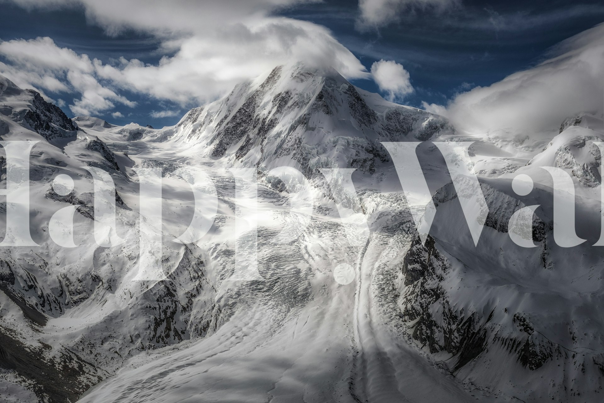 Glacial wallpaper displayed in a room