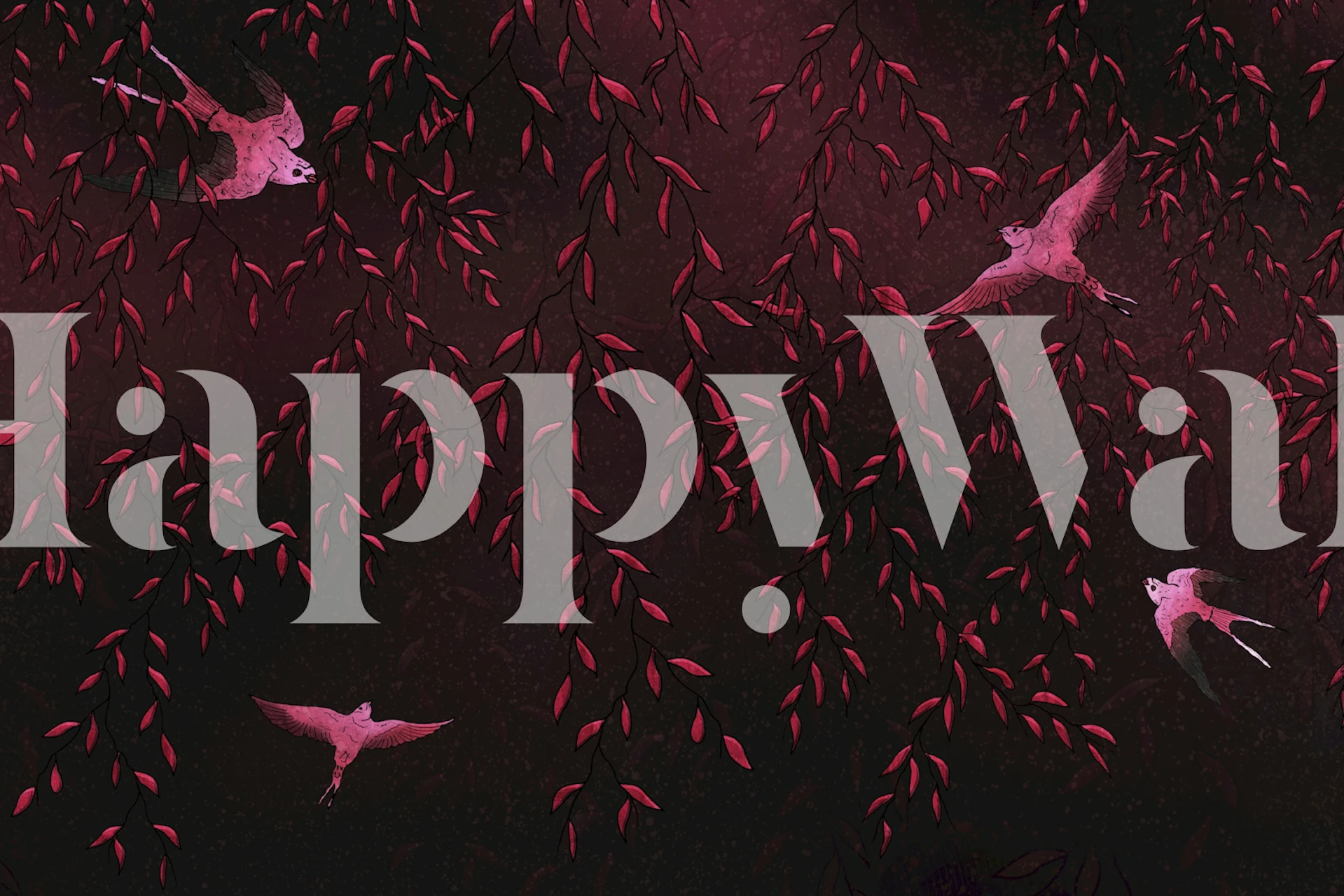 Dark Botanical Birds Garden behang in een kamer