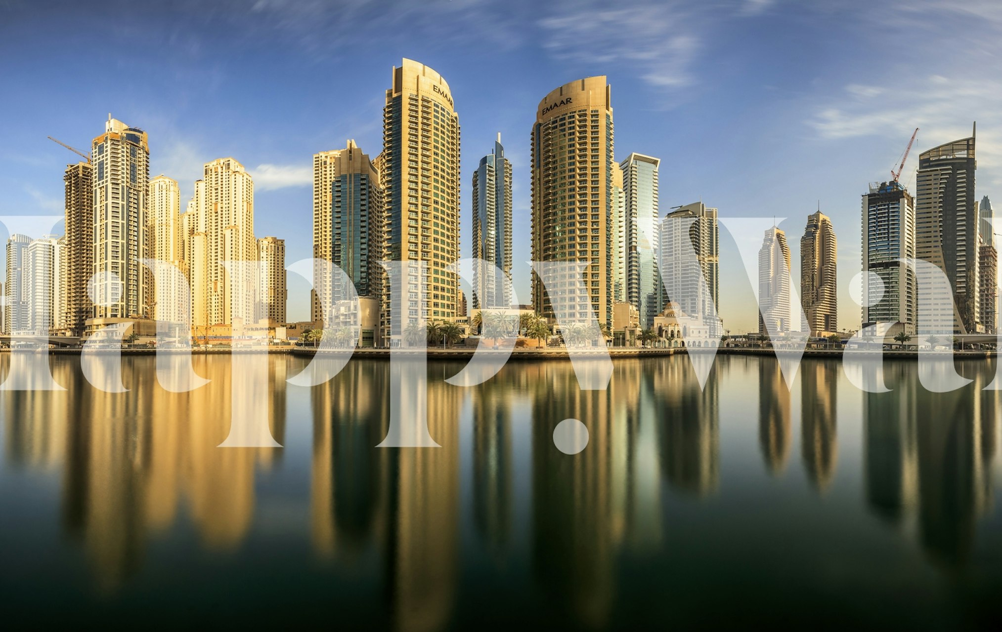 Tapeta panoramiczna Dubai Marina skyline w aranżacji pokoju