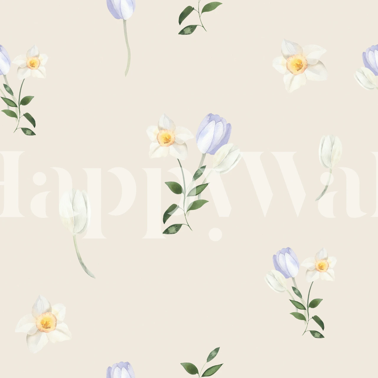 Pastel Botanical Harmony floral wallpaper in a room