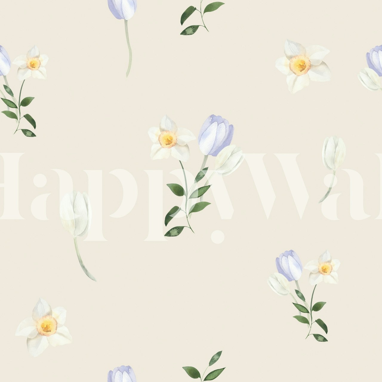 Pastel Botanical Harmony floral wallpaper in a room