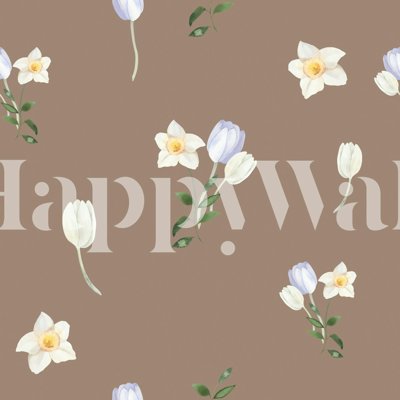 Gentle Narcissus Whispers floral wallpaper in a room