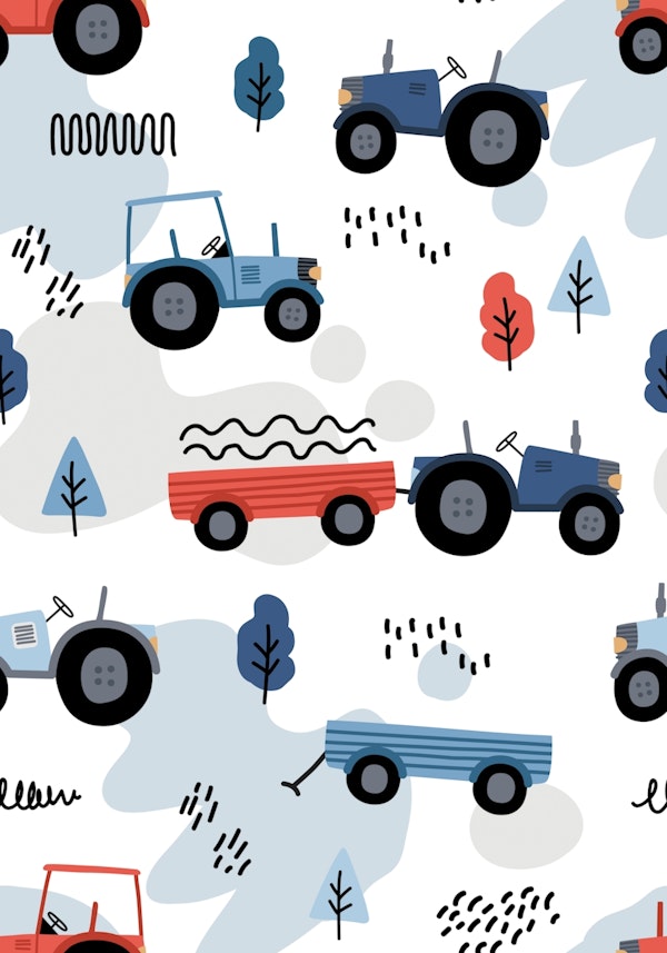 Doodle Tractors - blue