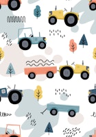 Doodle Tractors - peach wallpaper