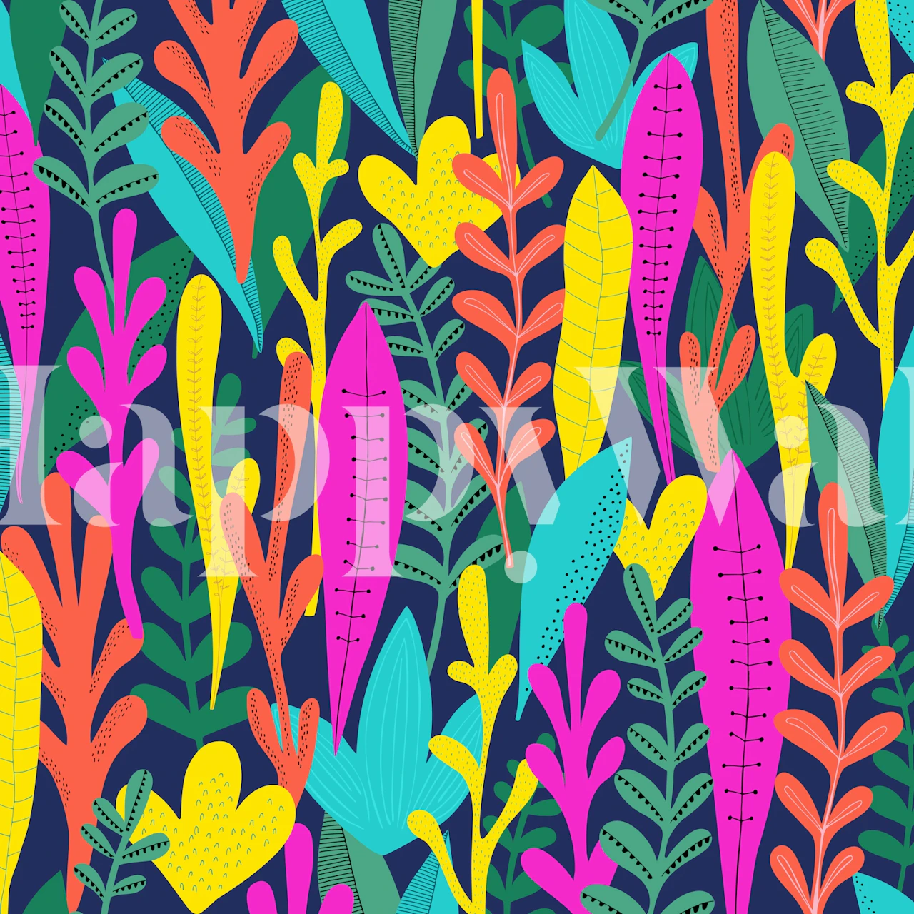 Colorful jungle wallpaper in a room