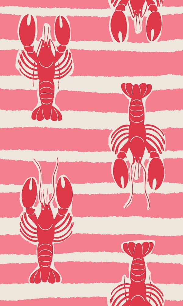 Lobster Stripe Beach House Fun - Pink & Red