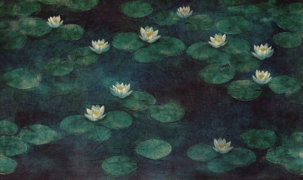 Dark White Lotus Painting