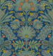 Botanic Damask Cobalt Blue Apple Green Orange