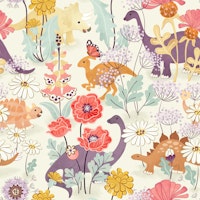 Dinosaurs in wildflowers (medium scale) behang