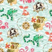 Pirate and sea monsters (small scale) papel pintado