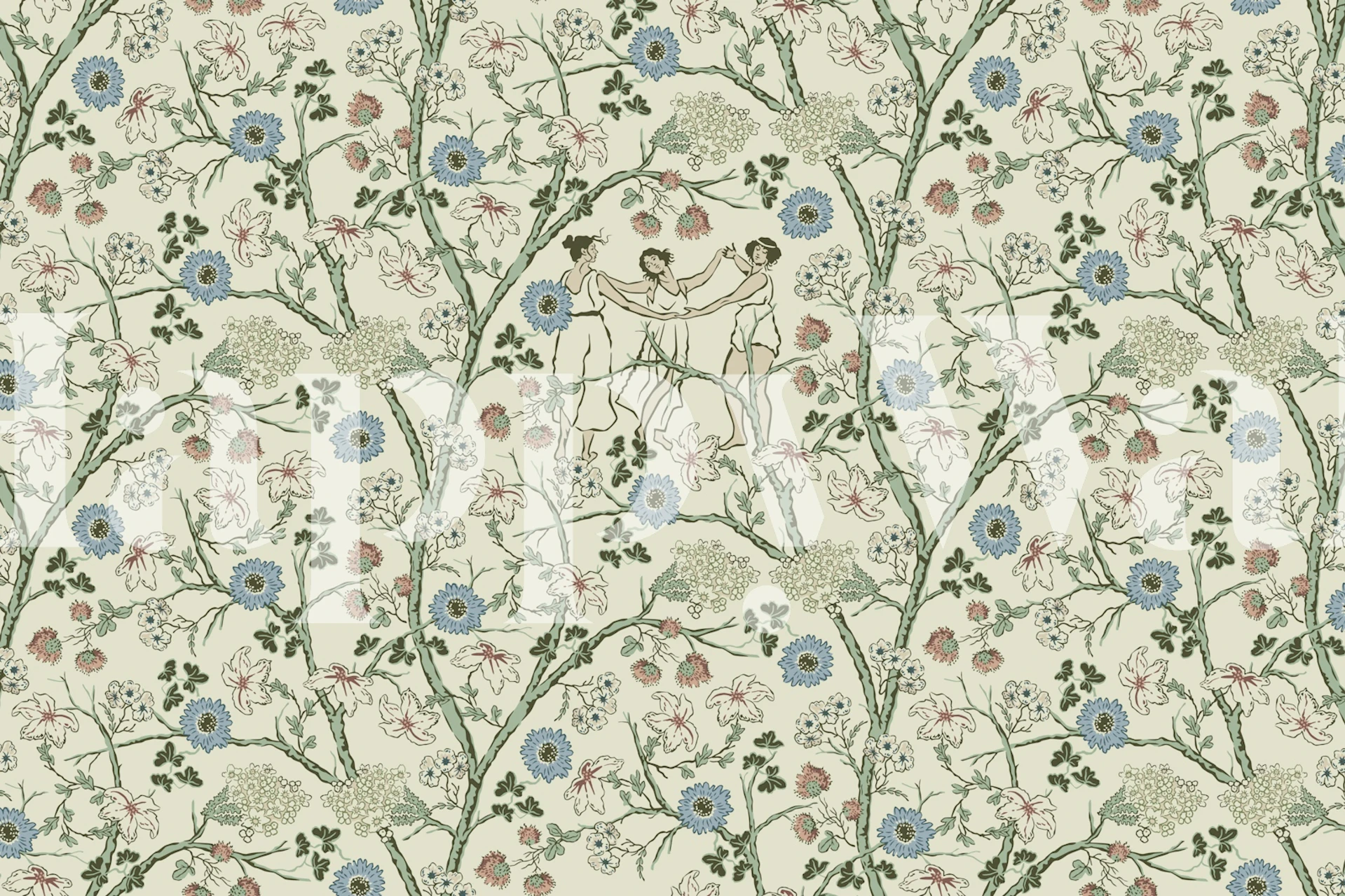 Midsummer dance bohemian mural wallpaper in a room