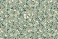 Midsummer dance on green mural tapet