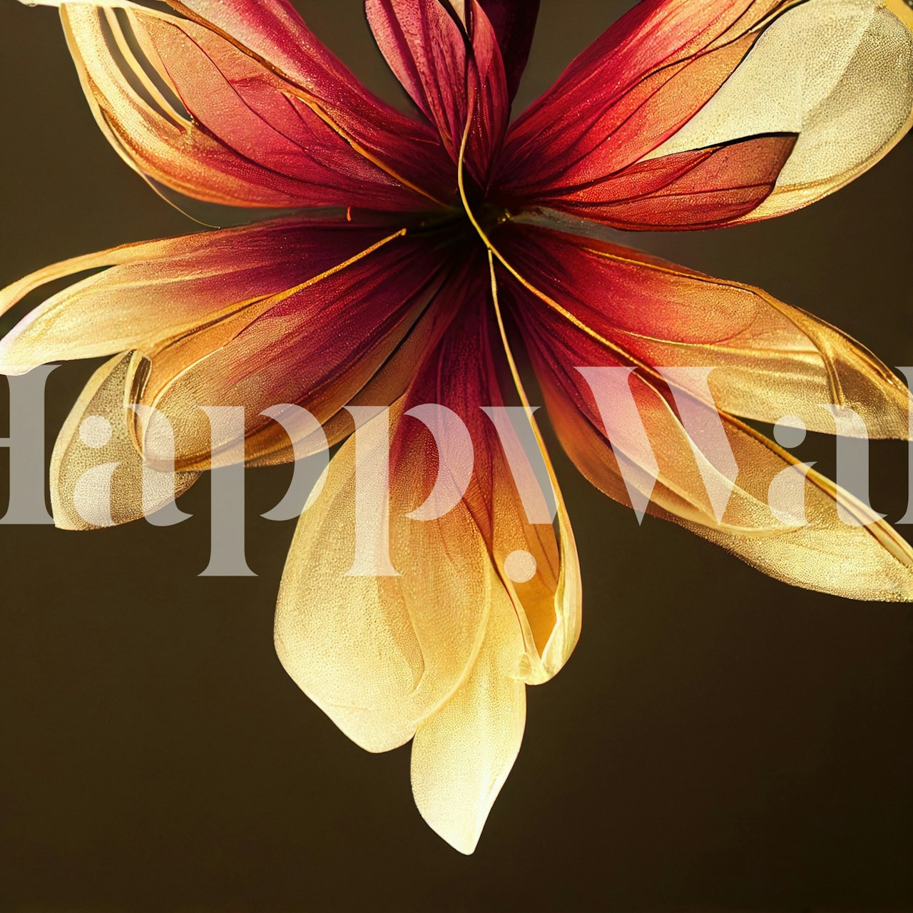 Pink floral design with gold accents on dark background wallpaper