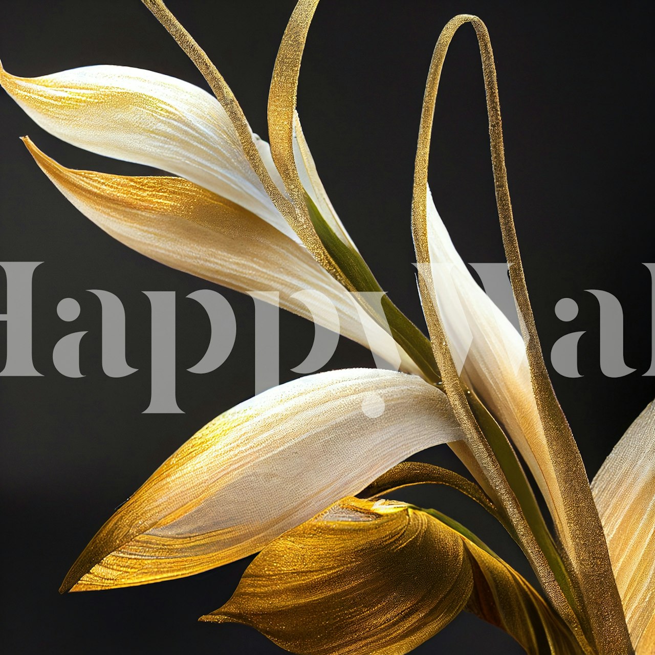 Golden Elegance Blossom wallpaper in a room