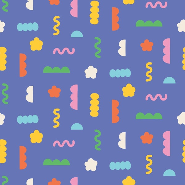 Playful Colorful Shapes on Blue