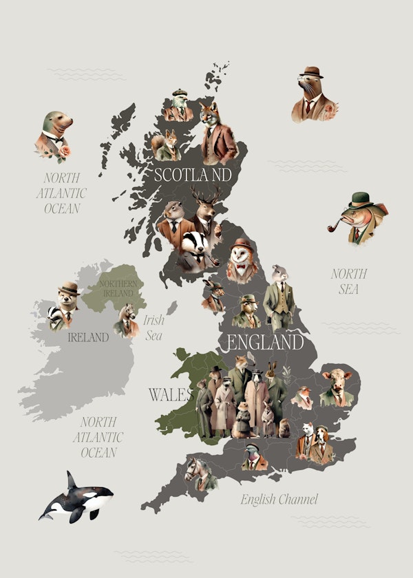 Charming British Animal Map