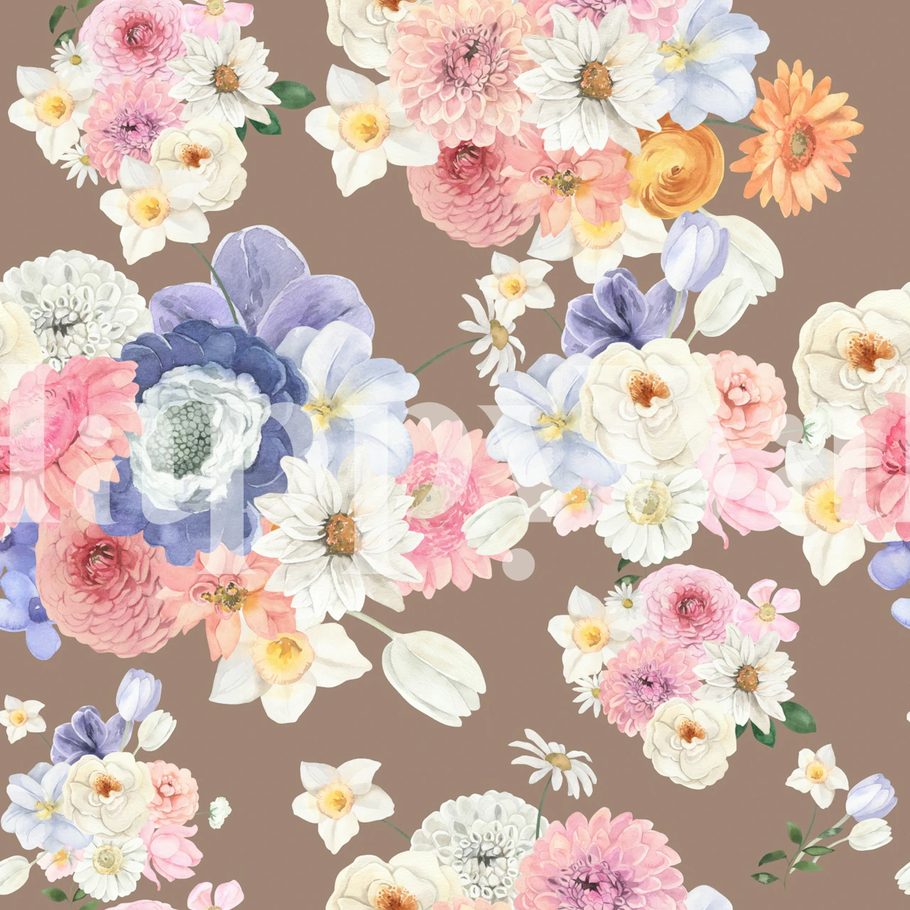 Design de papel de parede floral em um quarto