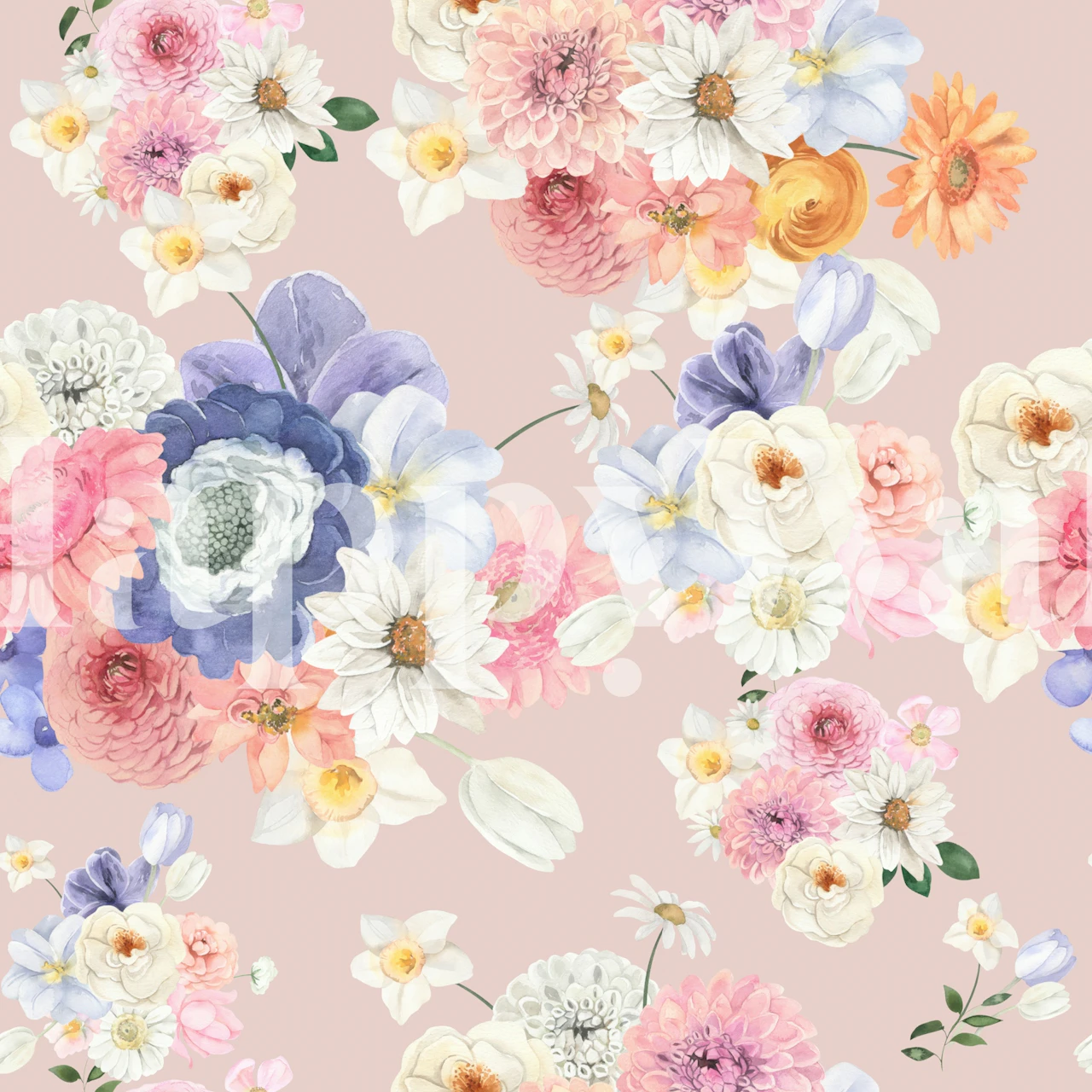Wallpaper featuring soft floral design in a room