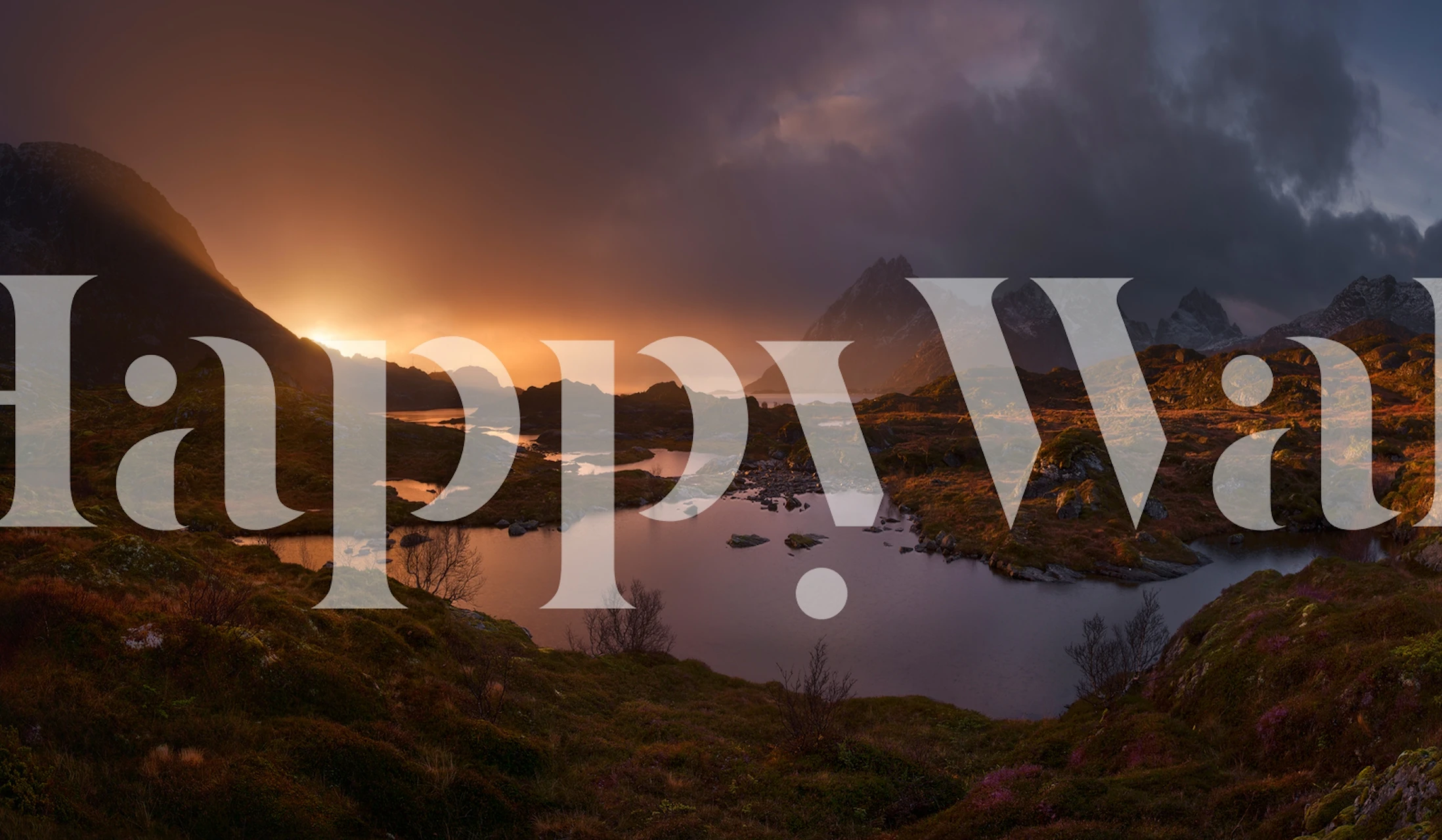 Sunrise over Lofoten wallpaper in a room