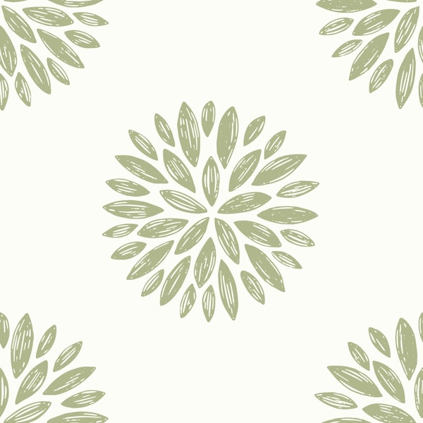 Delicate Floral Green Beige