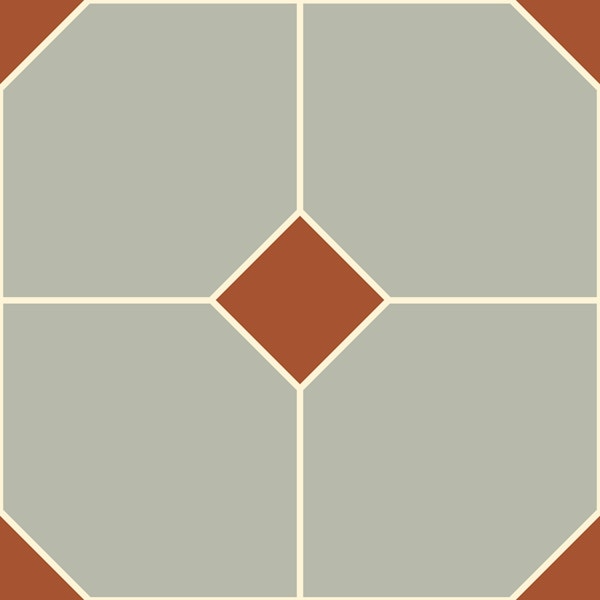 Geometric dots tile L – gray & terracotta