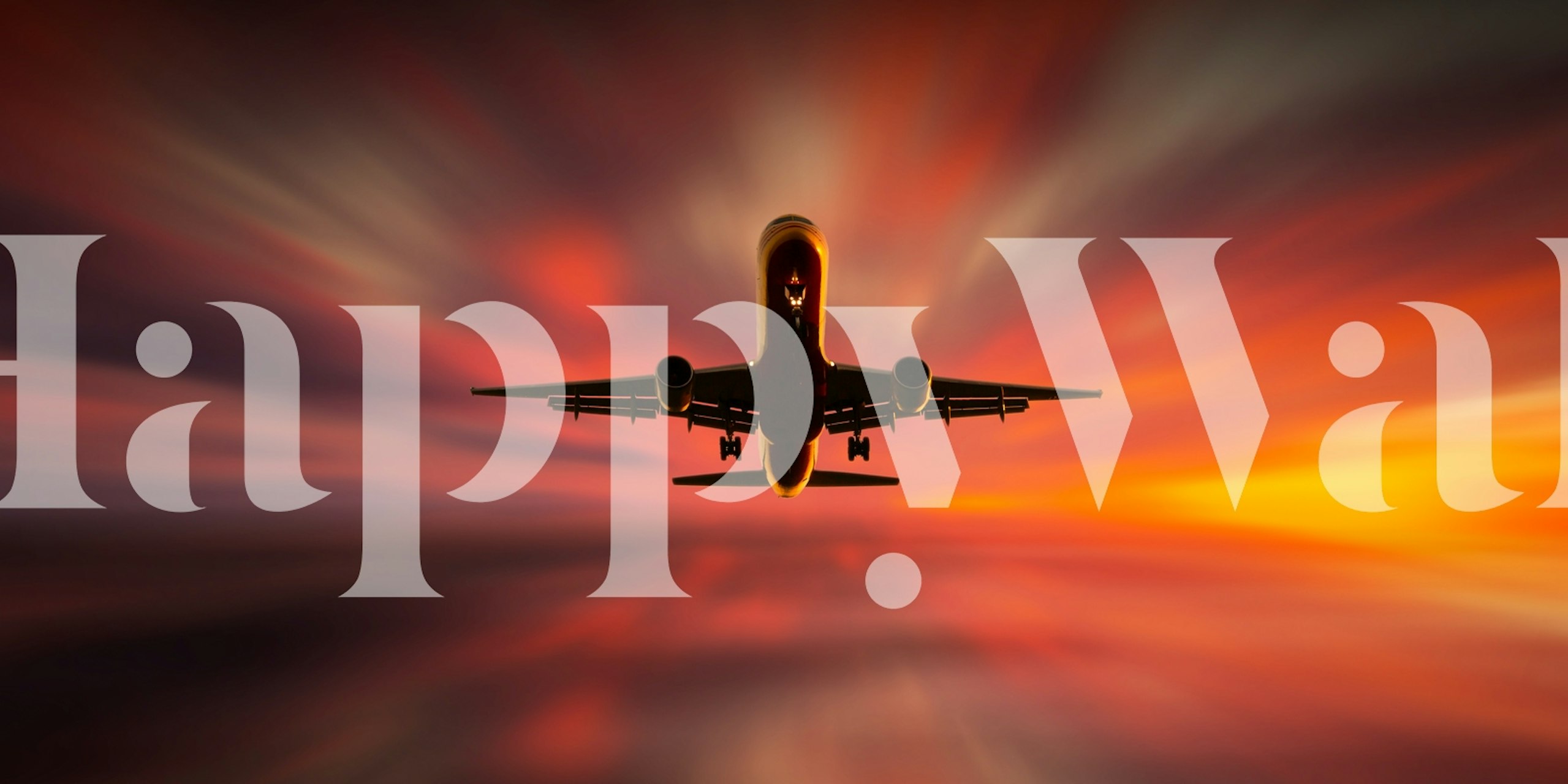 Barevné tapety s výhledem na západ slunce a letadlo