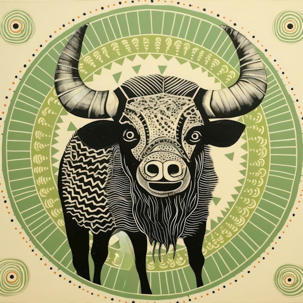 Folk Buffalo Green Sacred Circle