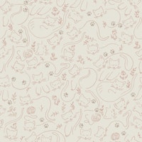Sleeping cats soft blush line art tapete