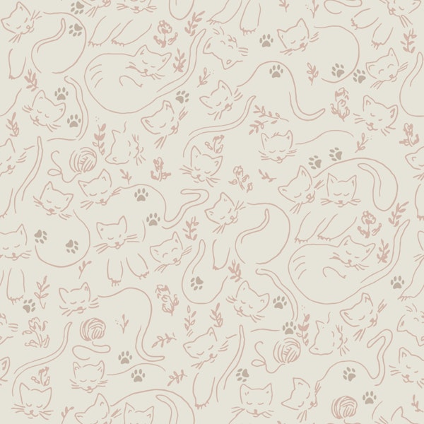 Sleeping cats soft blush line art