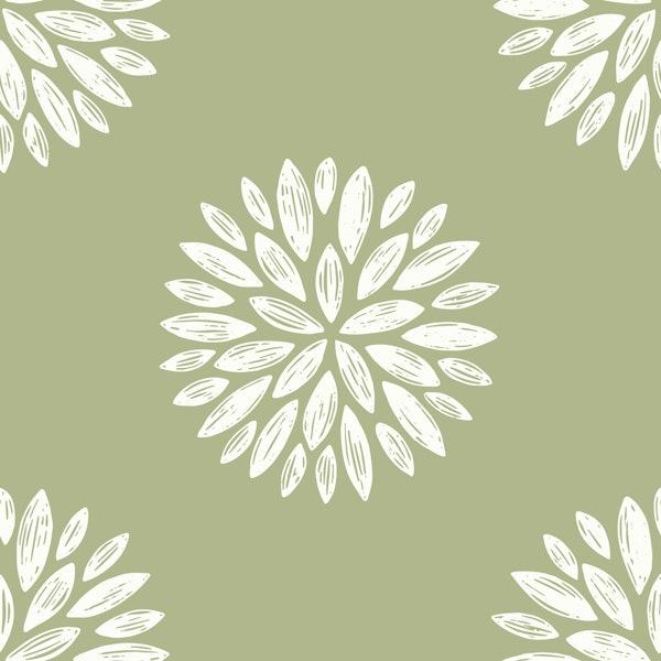 Delicate Floral Olive Green