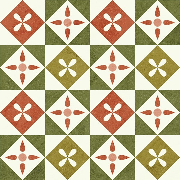 Red amd green diamond mosaic