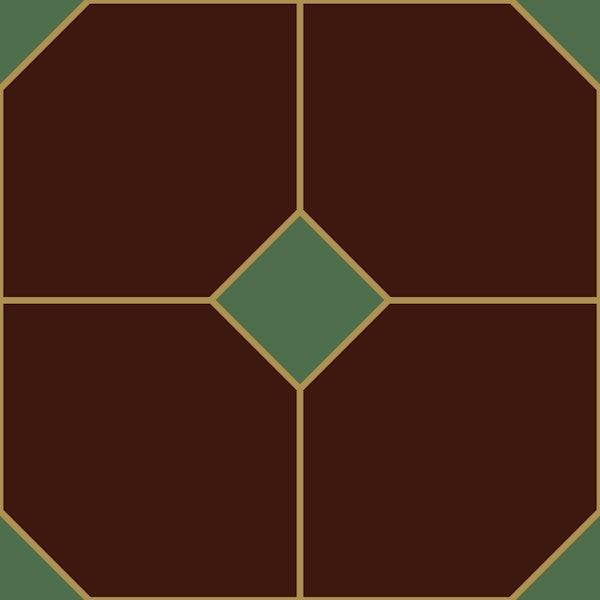 Geometric dots tile L – brown & green