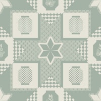 Geometric lanterns sage green tapete