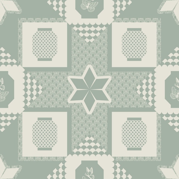 Geometric lanterns sage green