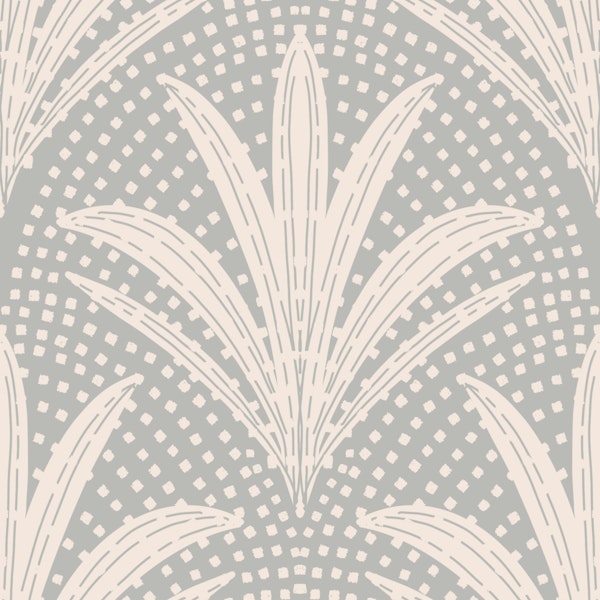 Rustic Palm Serenity - Soft Grey