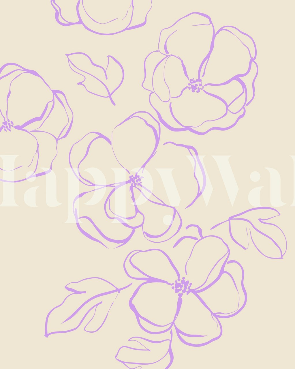 Lavender dahlia flowers with leaves on beige background wallpaper