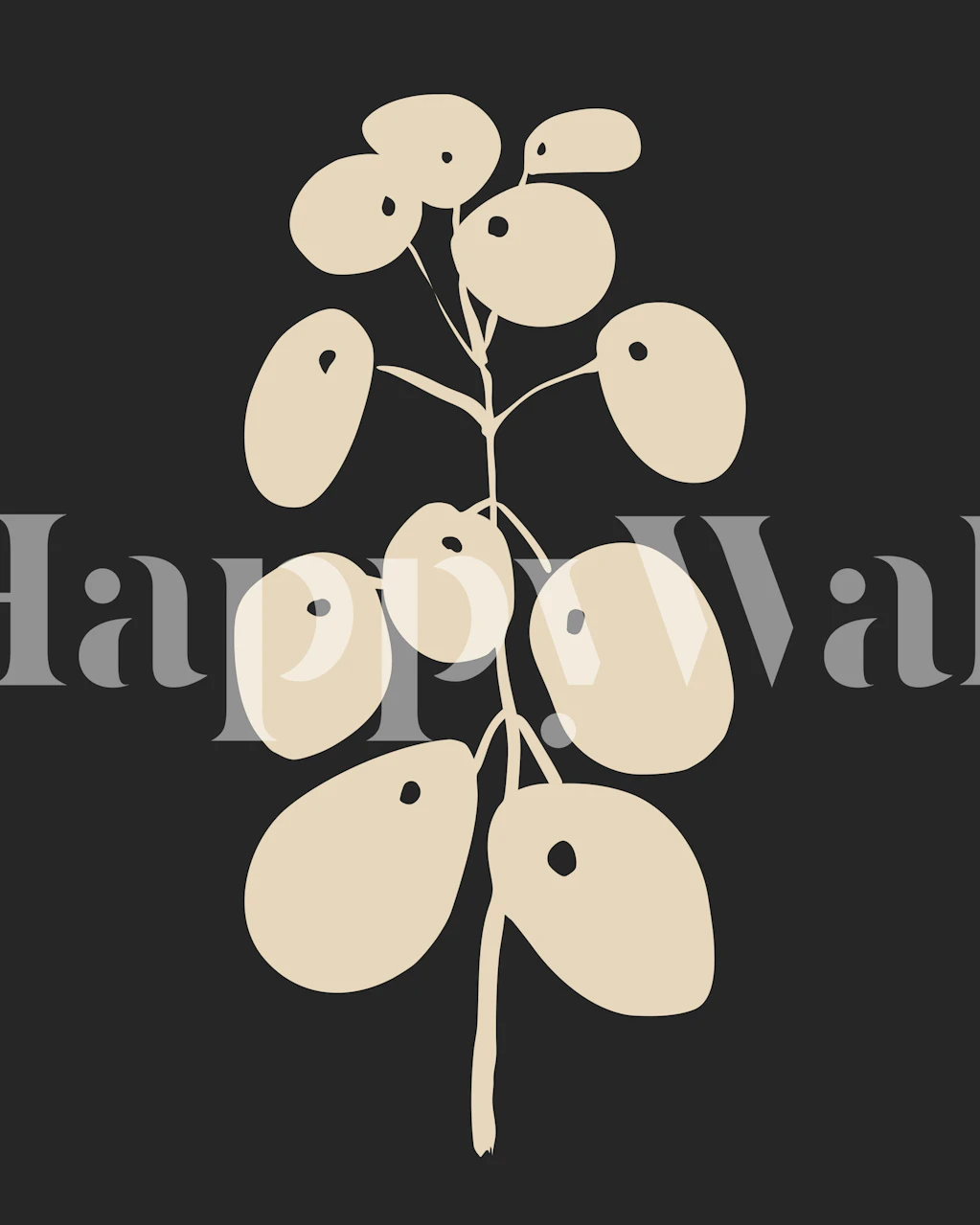 Botanisk tapet med design af Pilea Peperomioides