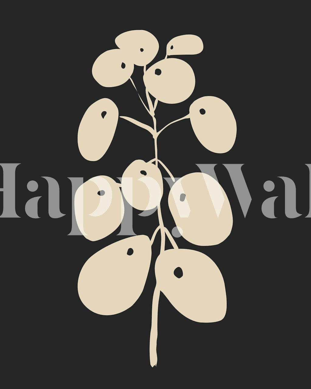 Botanical wallpaper with Pilea Peperomioides design