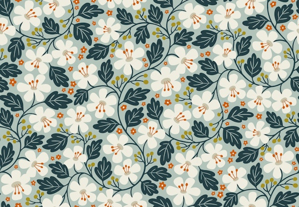 autumn flowers - mint background