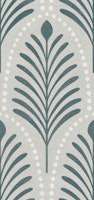 art deco leaves - grey mint wallpaper