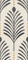 art deco vertical leaves - black and mustard papel pintado