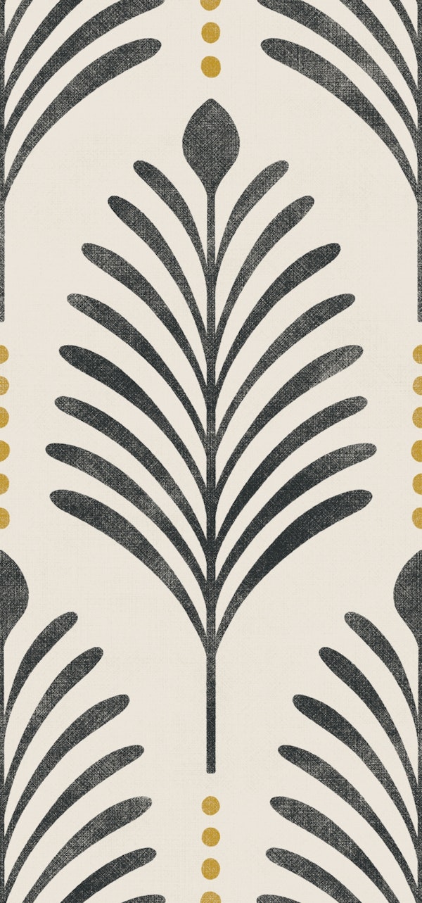 art deco vertical leaves - black and mustard