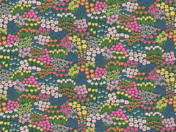 Colorful Flower Garden on Green