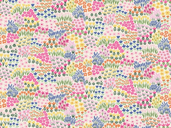Colorful Flower Garden on White