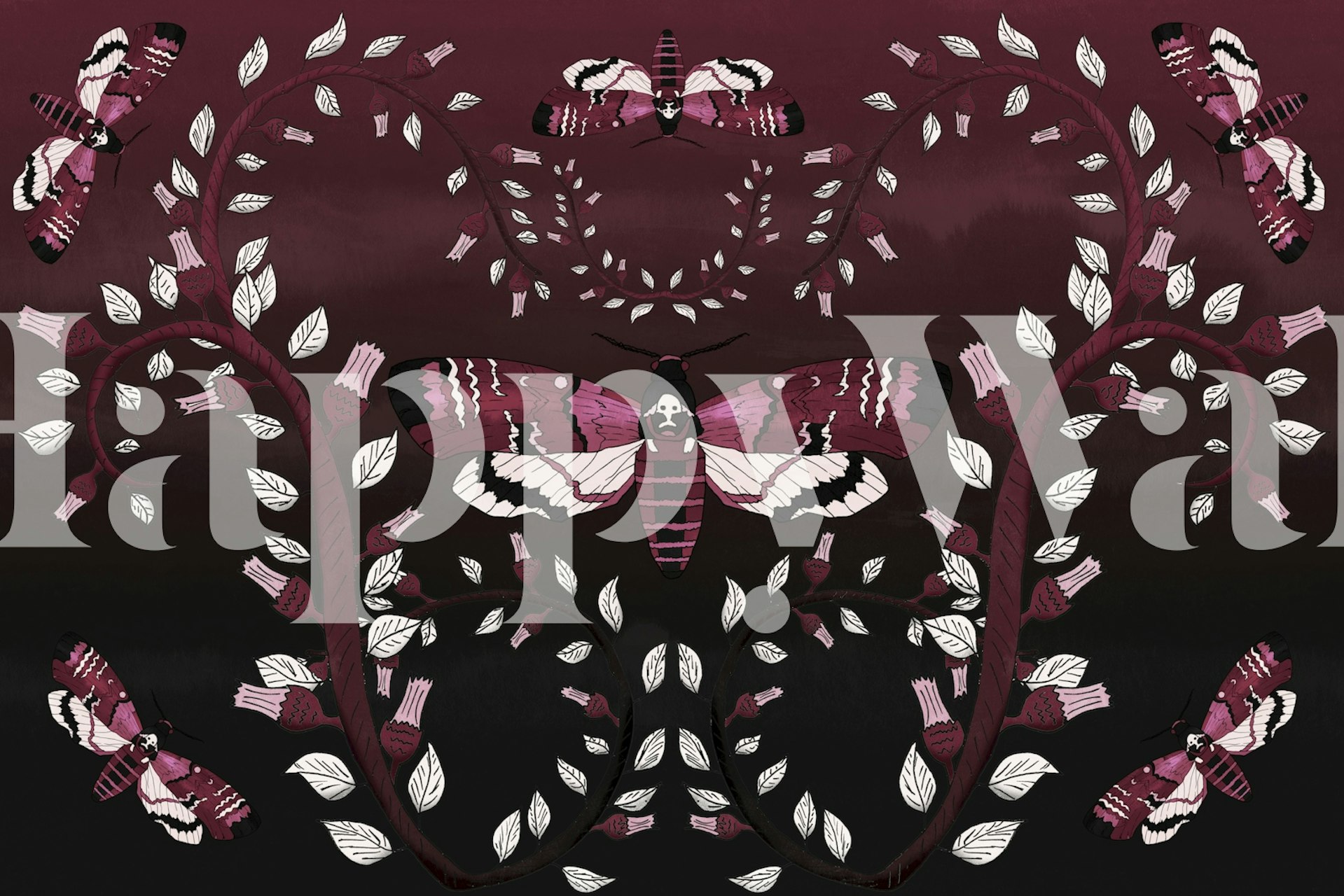 Mystic Moth Twilight tapet i et rum