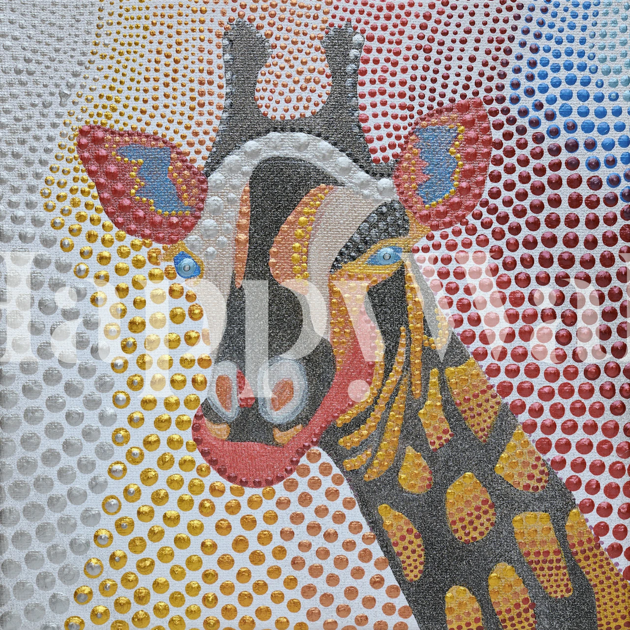 Colorful giraffe design with orange, yellow, and blue tones wall mural