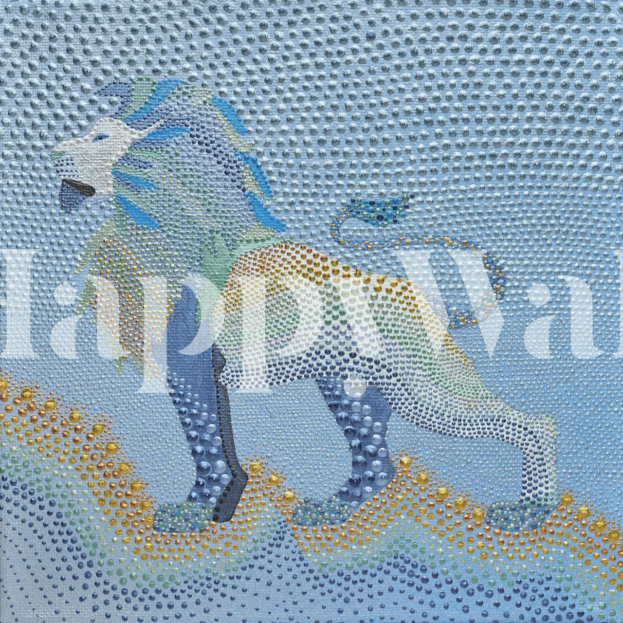 Majestic Dotted Lion wallpaper in a room