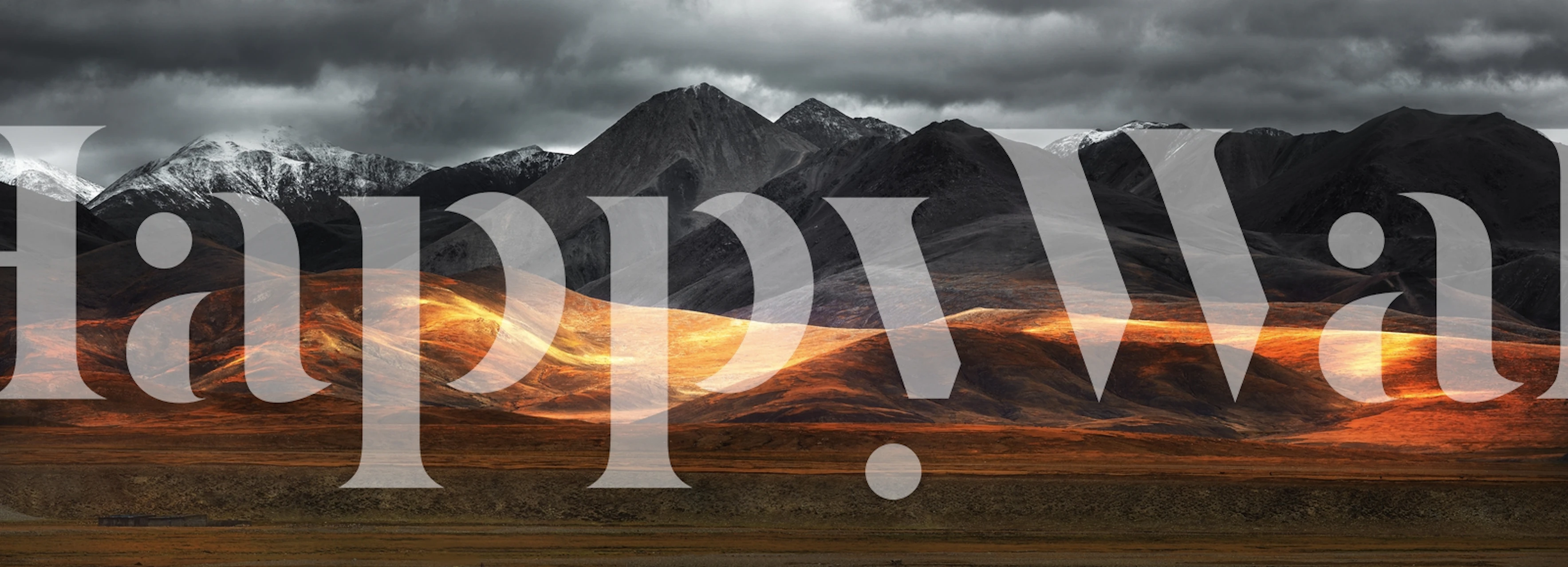 Mountain landscape wallpaper in a room