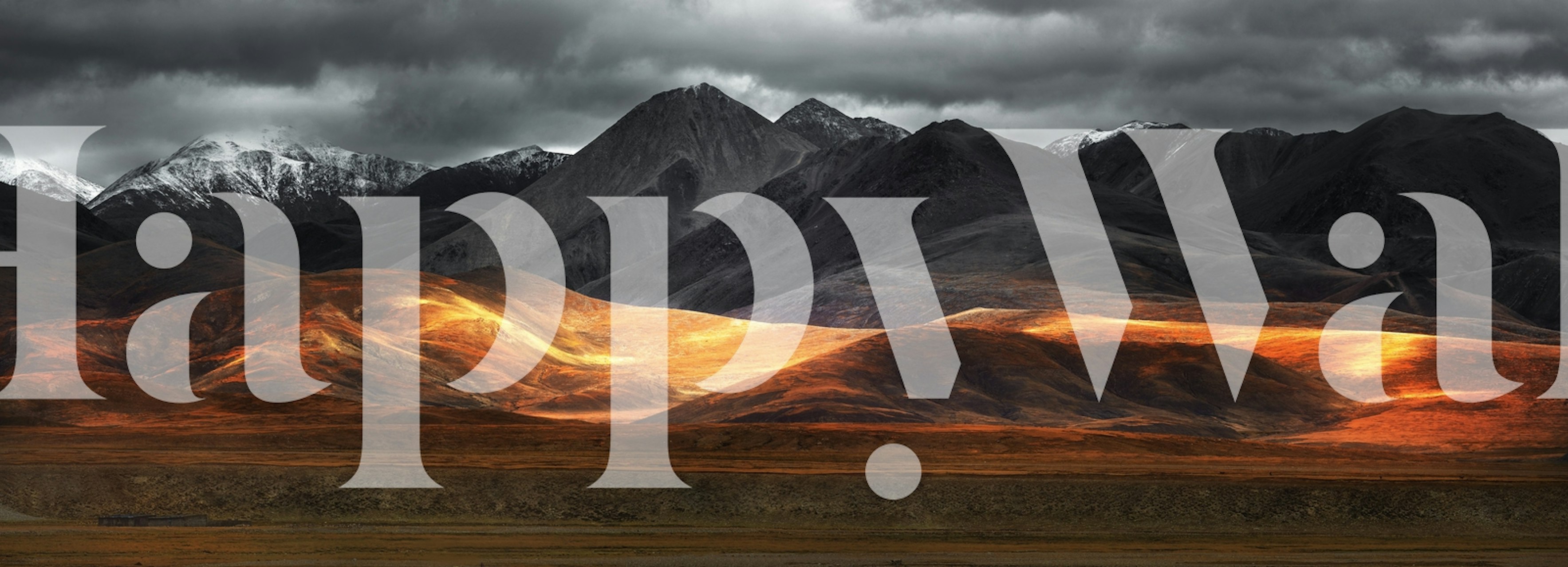 Mountain landscape wallpaper in a room