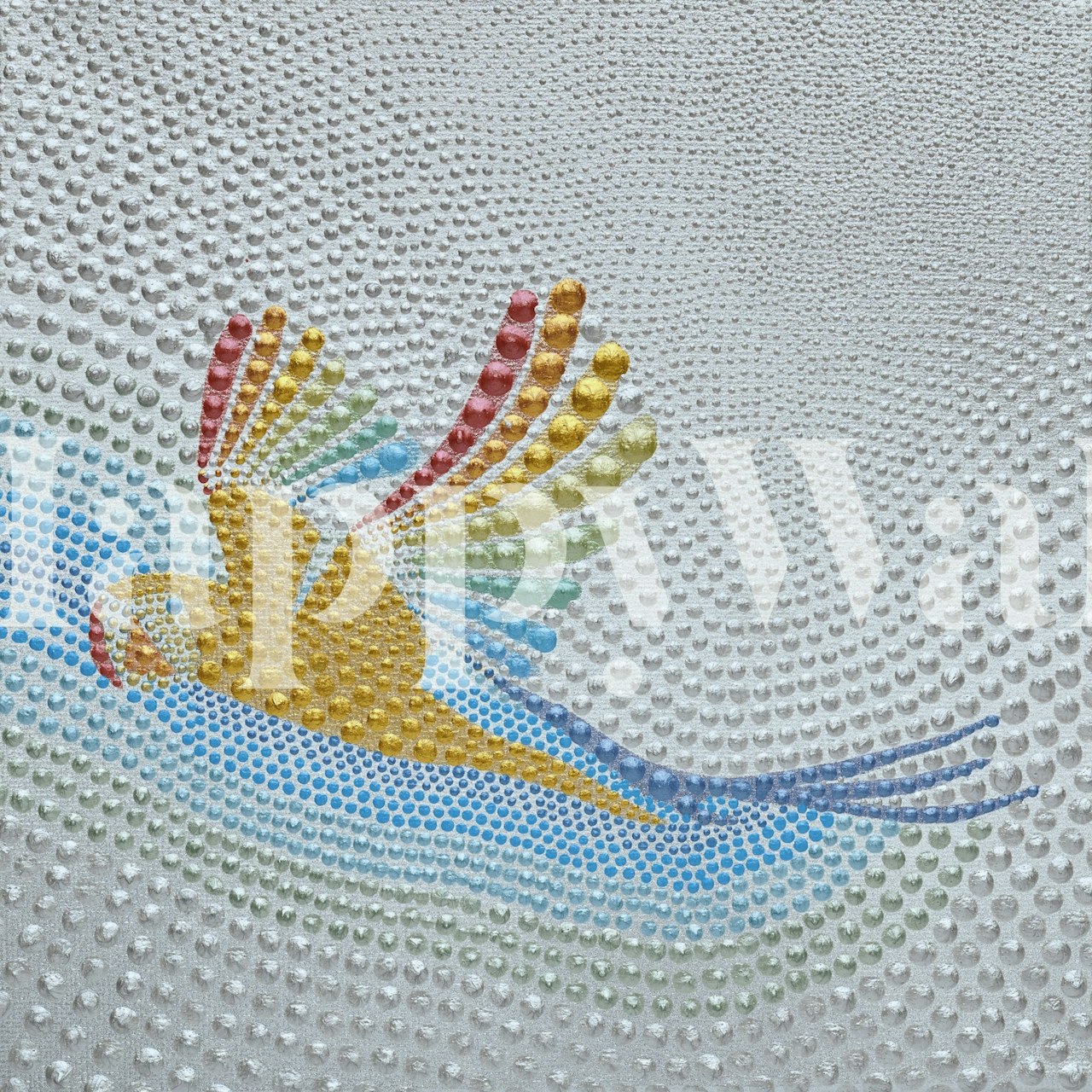 Rainbow parrot wallpaper in a room